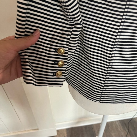 Cabi Nautical Double Breasted Jacket Navy White Striped Jacket - Picture 6 of 10